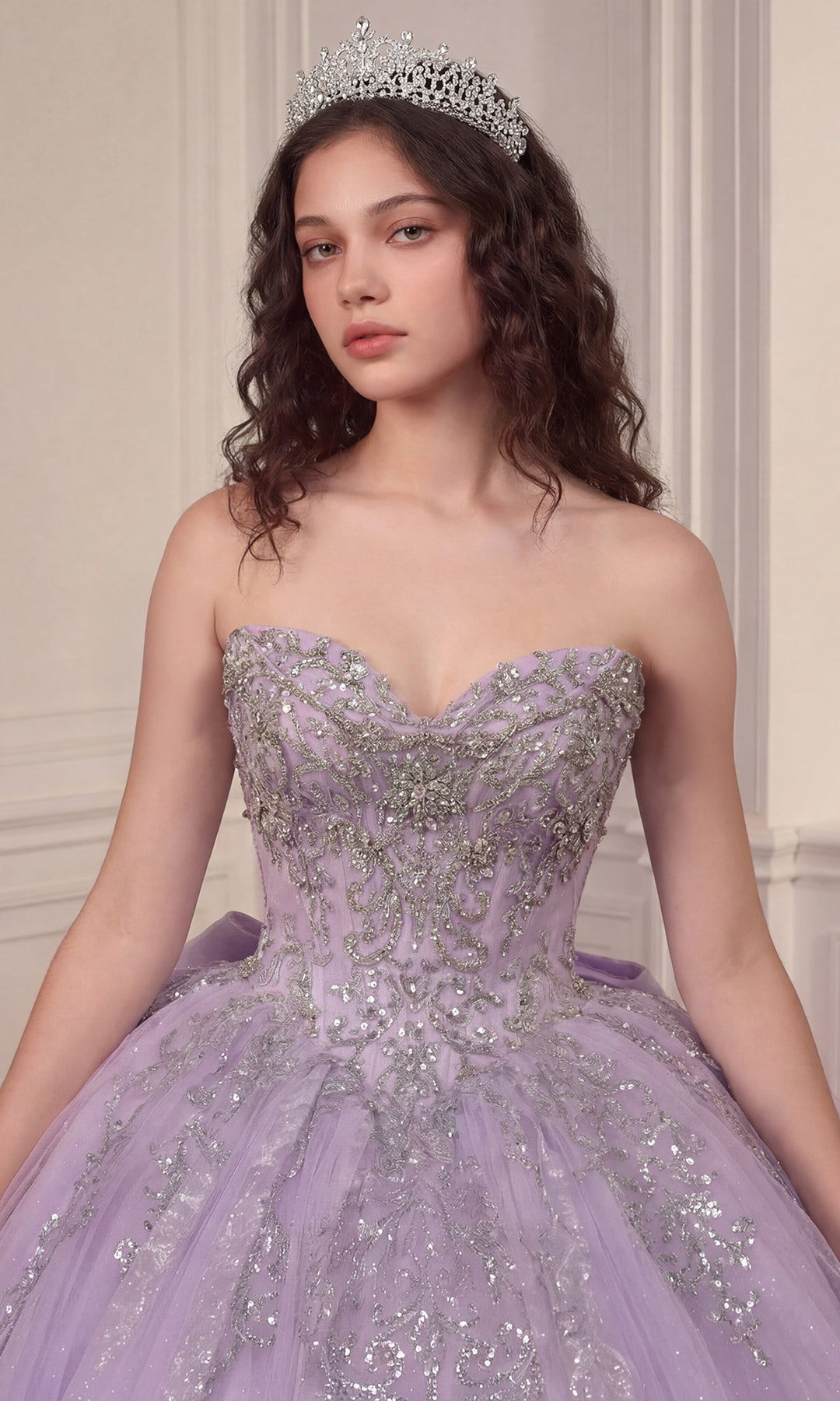 Ladivine 15730 Bow Back Embroidered Quinceanera Dress