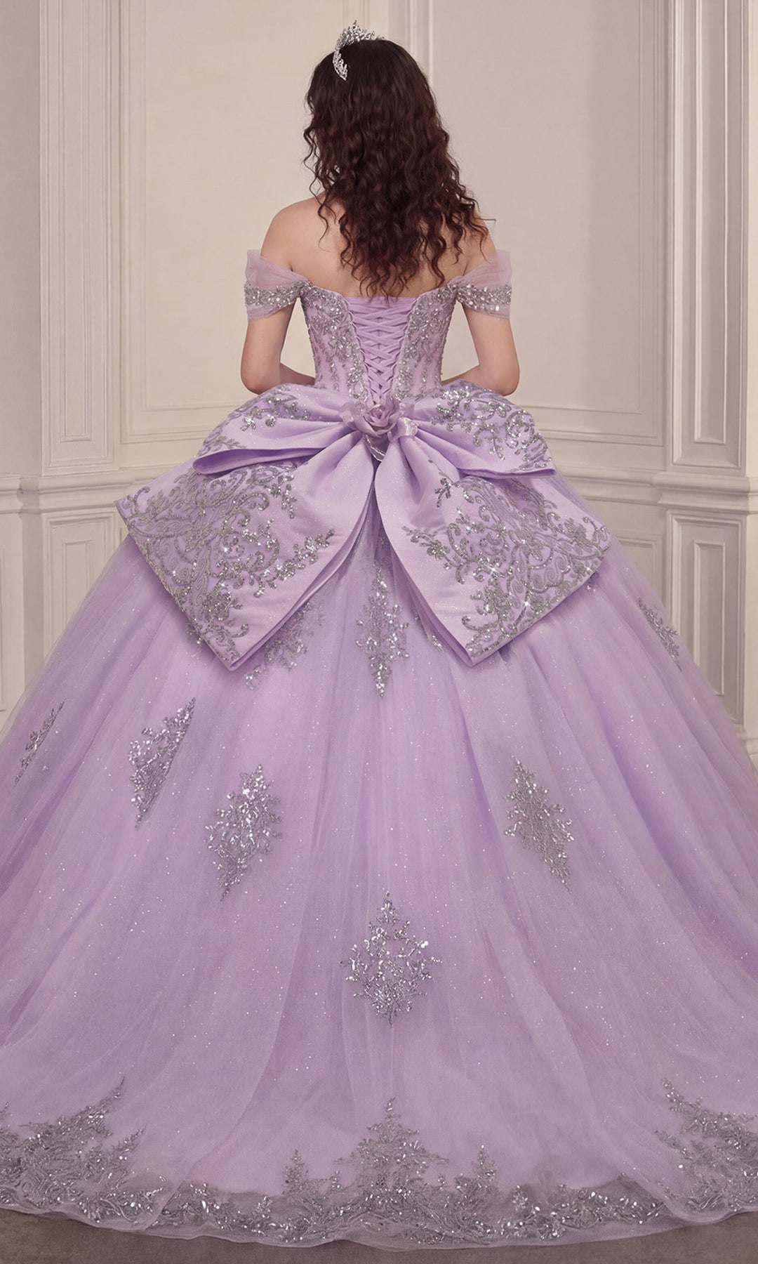 Ladivine 15730 Bow Back Embroidered Quinceanera Dress