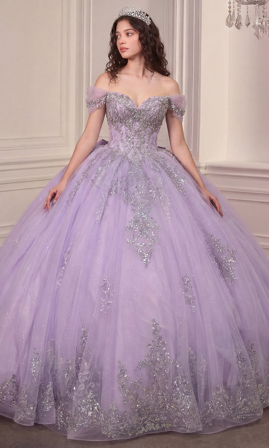 Ladivine 15730 Bow Back Embroidered Quinceanera Dress