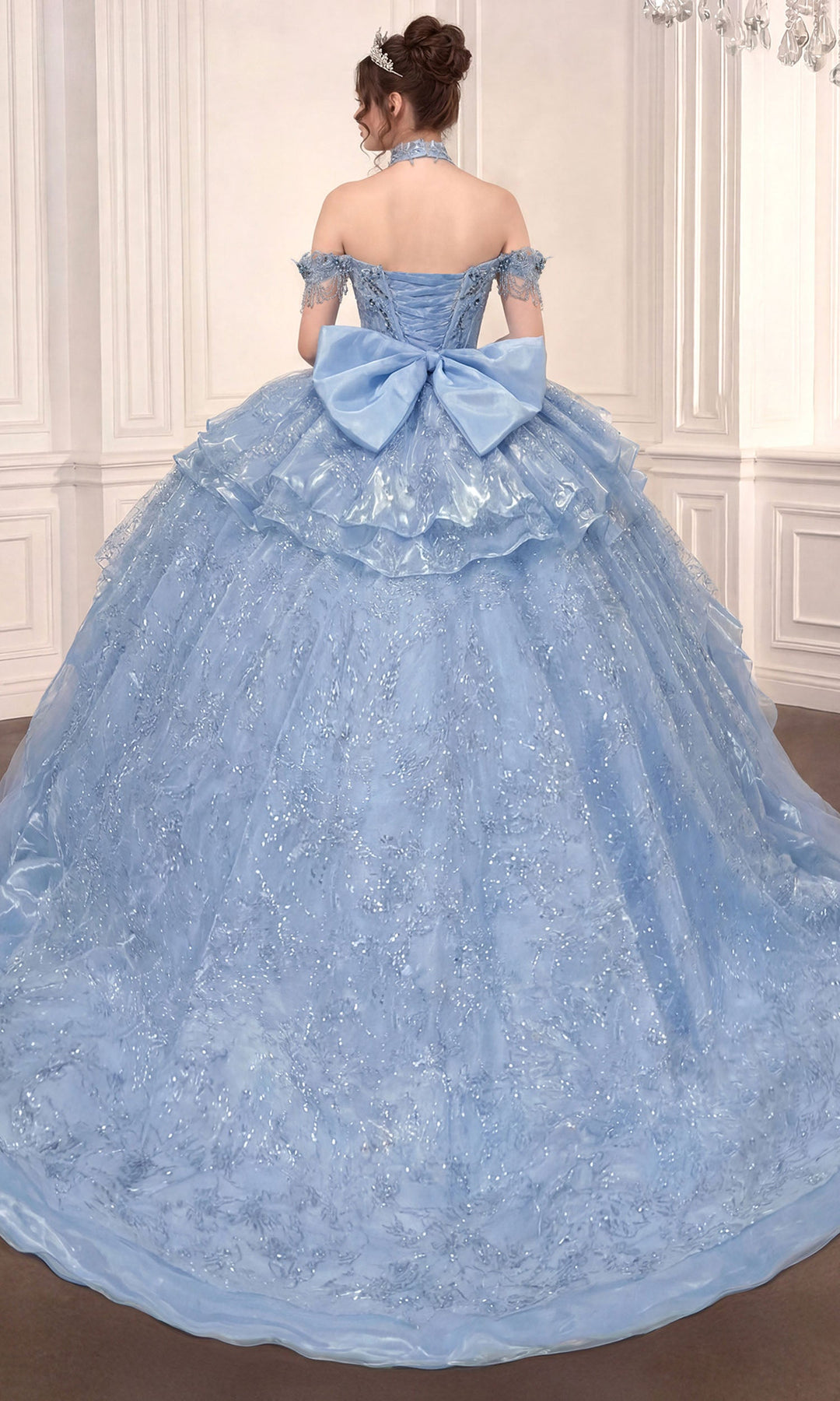Ladivine 15742 Beaded Applique Lace-Up Quinceanera Dress
