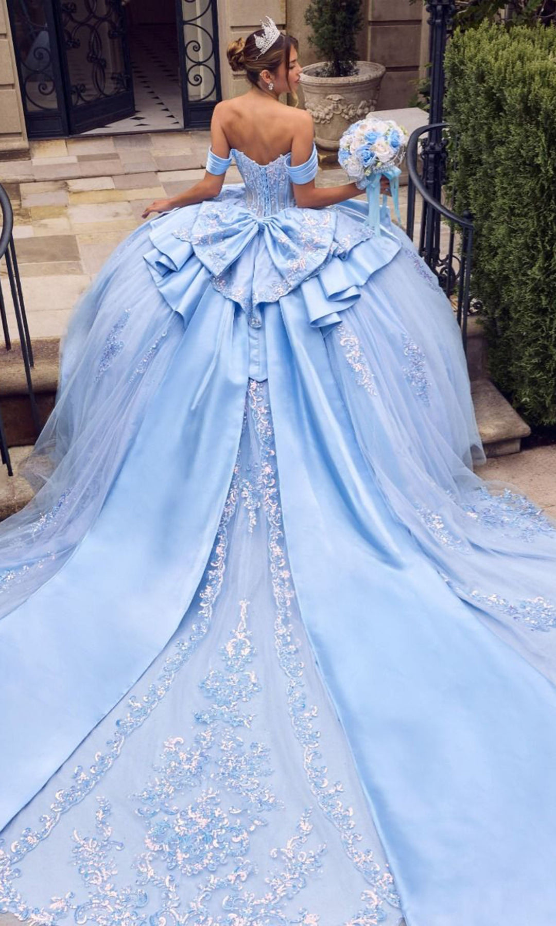 Ladivine 15745 Embellished Off Shoulder Quinceanera Dress