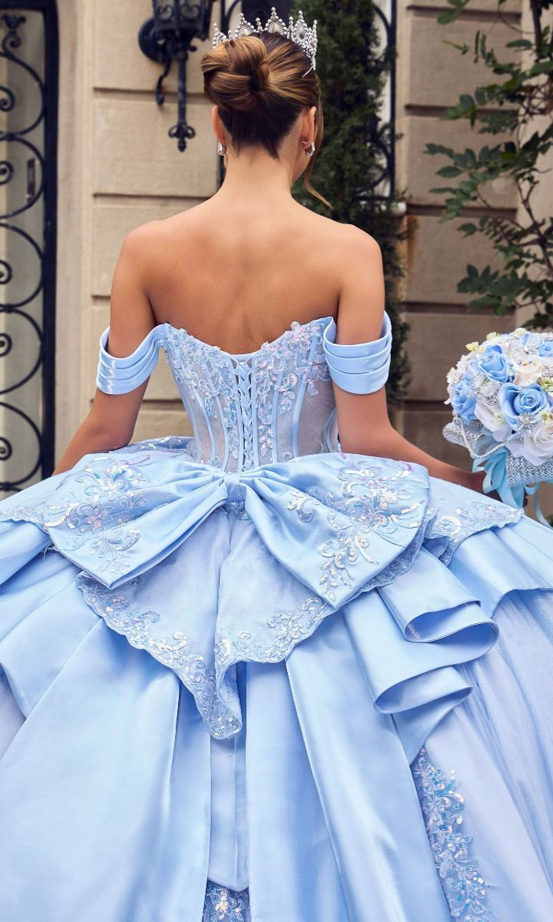 Ladivine 15745 Embellished Off Shoulder Quinceanera Dress