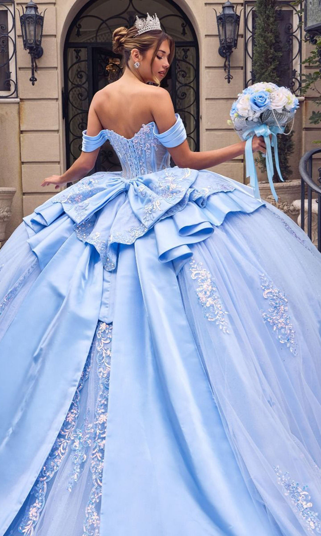 Ladivine 15745 Embellished Off Shoulder Quinceanera Dress