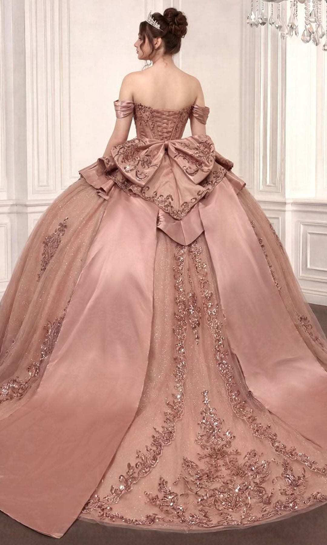 Ladivine 15745 Embellished Off Shoulder Quinceanera Dress