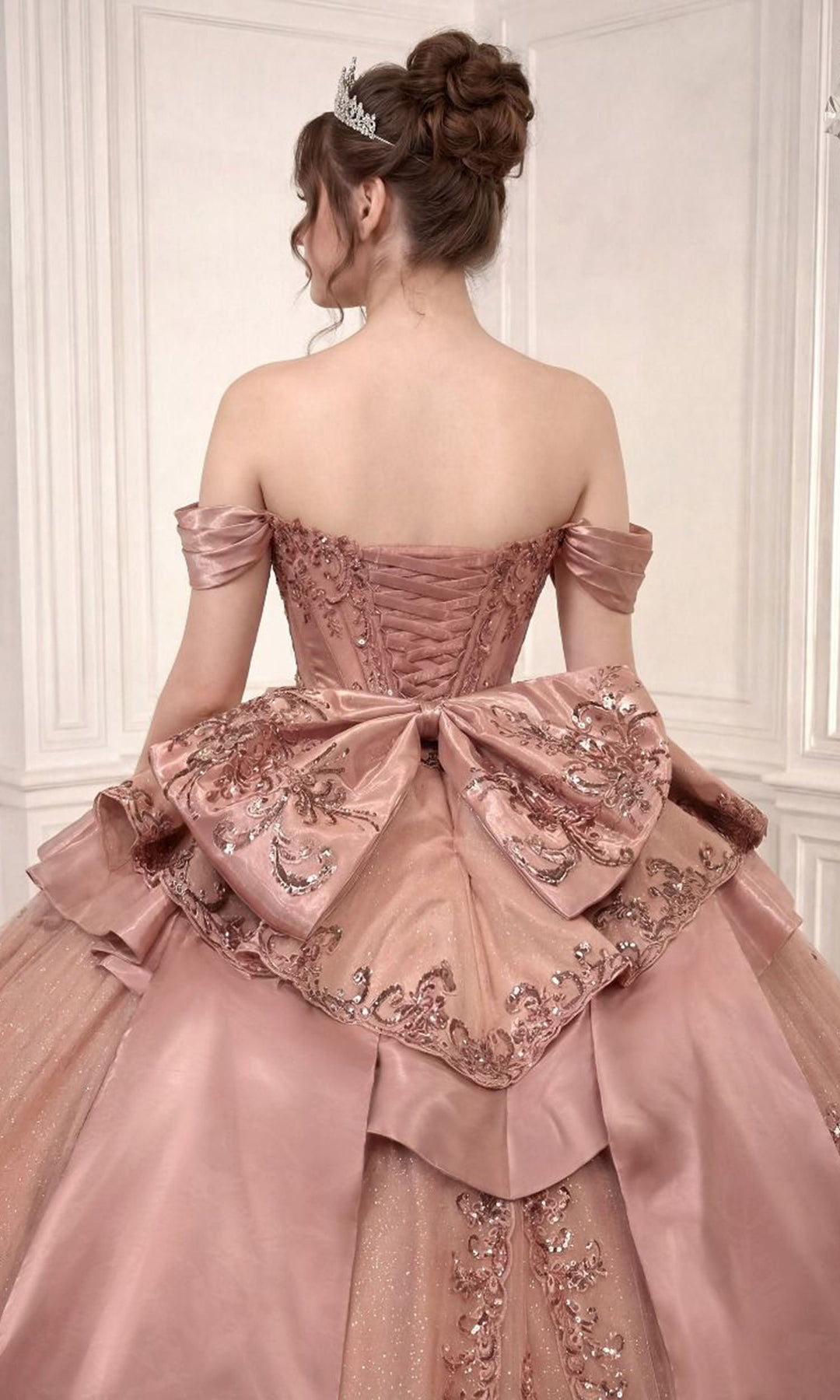 Ladivine 15745 Embellished Off Shoulder Quinceanera Dress