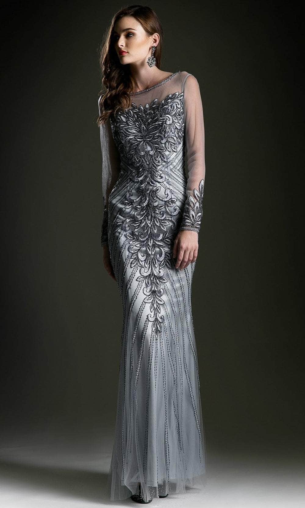 Ladivine 62109B Evening Dresses 10 / Gray