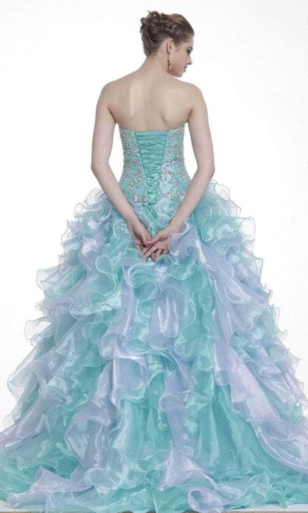 Ladivine 6799 - Two Tone Sweetheart Ruffled Ballgown Ball Gowns
