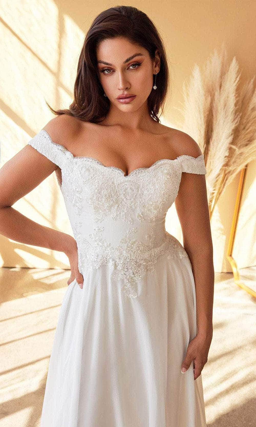 ladivine 7258w - off shoulder a-line bridal gown Special Occasion Dresses Dresses