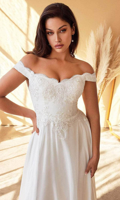 Cinderella Divine 7258W - Scalloped Off Shoulder Bridal Gown Special Occasion Dress