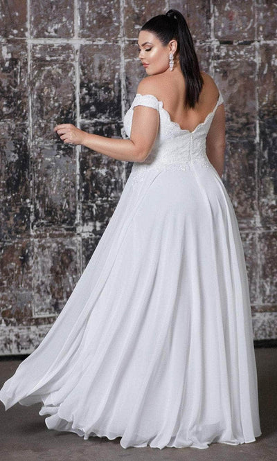 Cinderella Divine 7258W - Scalloped Off Shoulder Bridal Gown Special Occasion Dress