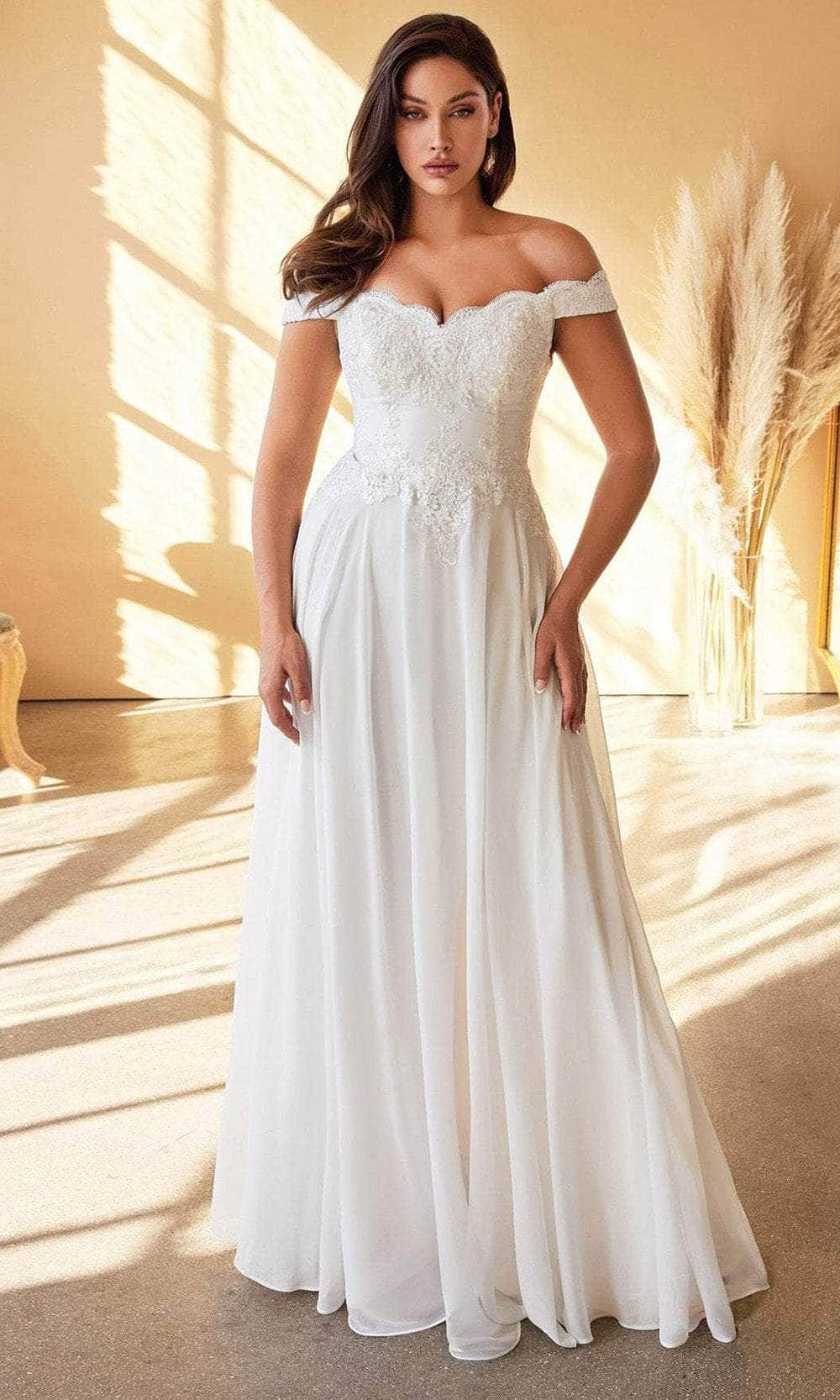 ladivine 7258w - off shoulder a-line bridal gown Special Occasion Dresses Dresses XXS /  Off White