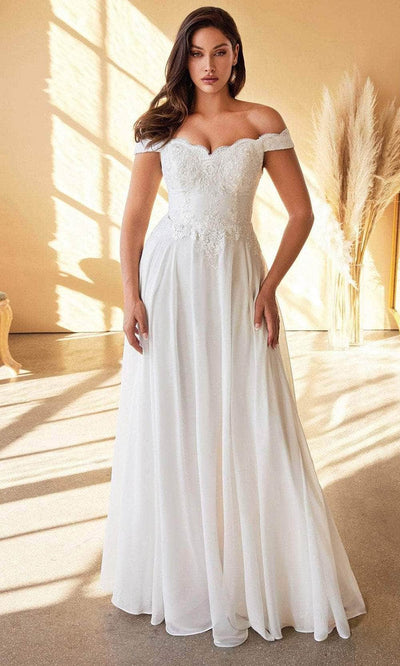 ladivine 7258w - off shoulder a-line bridal gown Special Occasion Dresses Dresses XXS /  Off White