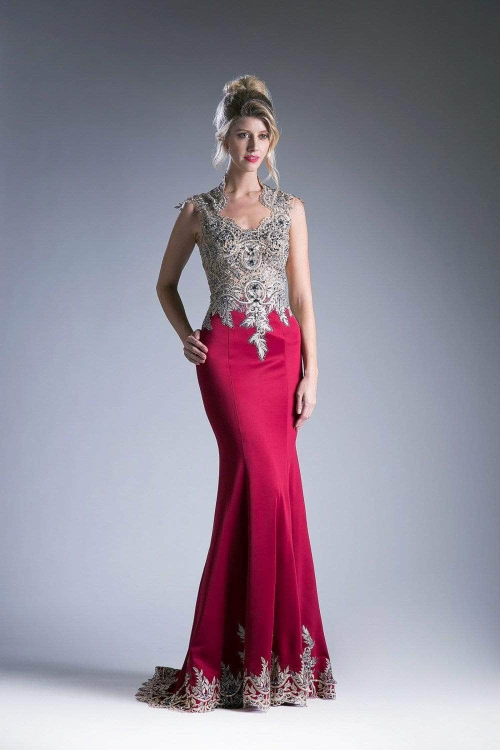 Ladivine 7263 Special Occasion Dress 2 / Burgundy