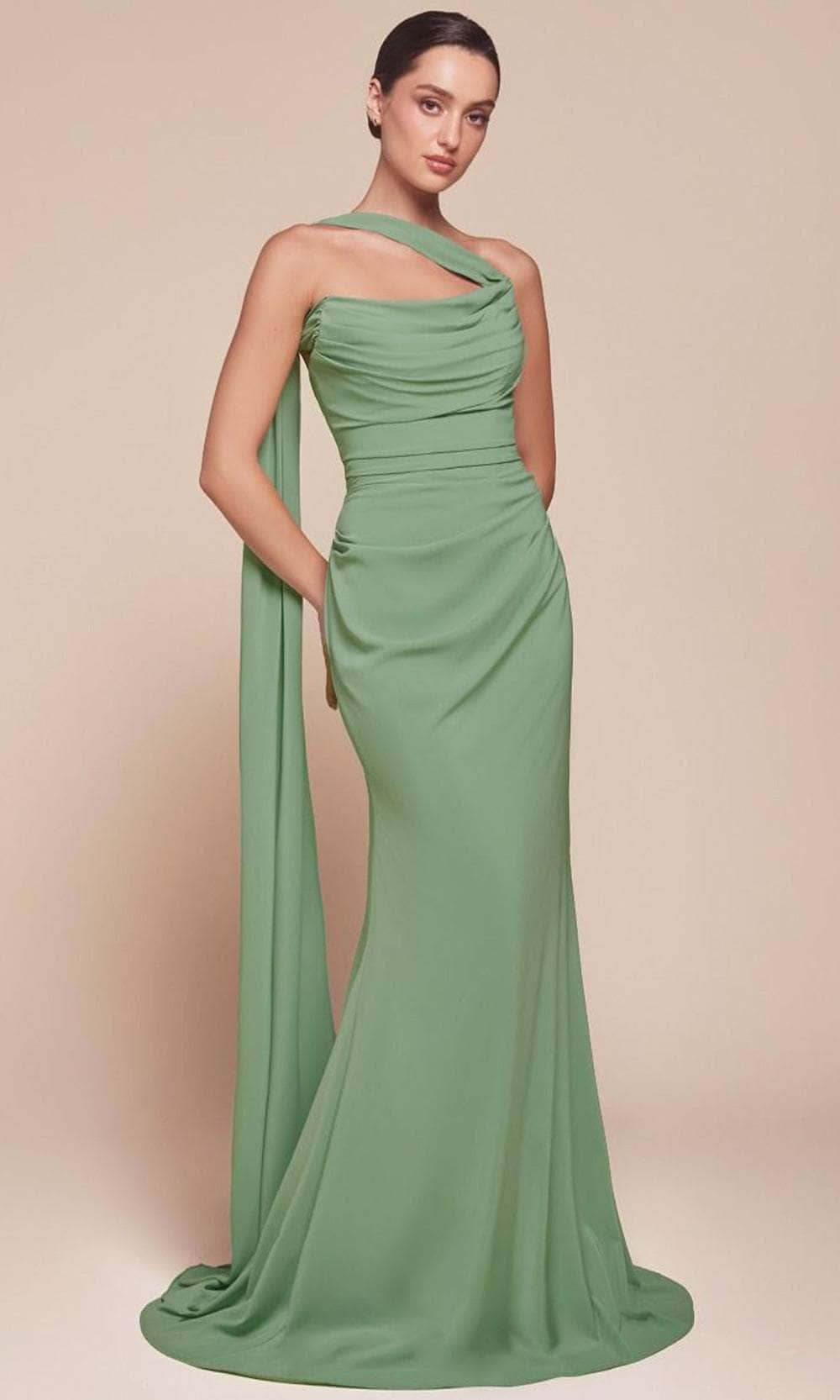 Ladivine 7433 - Sash Chiffon Long Gown Prom Dresses
