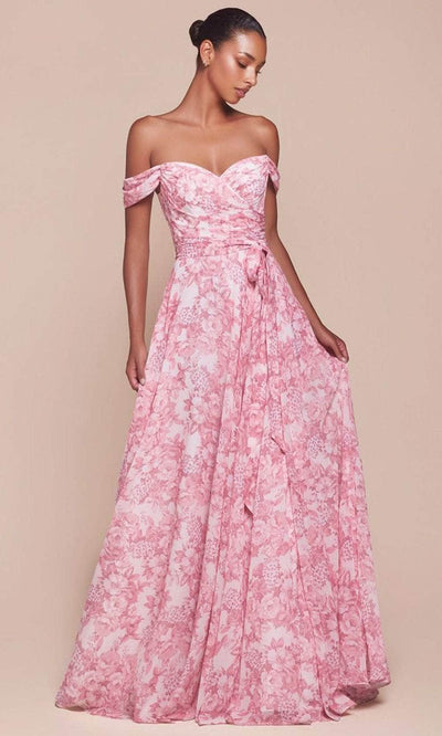 Ladivine 7441 - Off-Shoulder A-Line Evening Dress