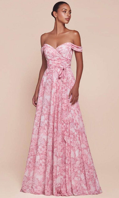 Ladivine 7441 - Off-Shoulder A-Line Evening Dress