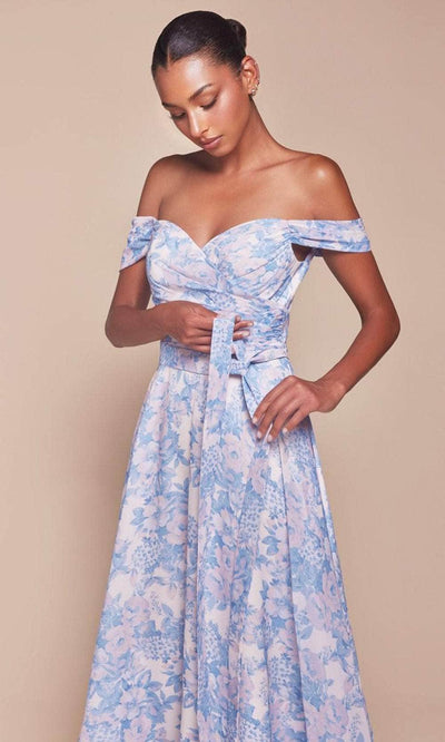 Ladivine 7441 - Off-Shoulder A-Line Evening Dress
