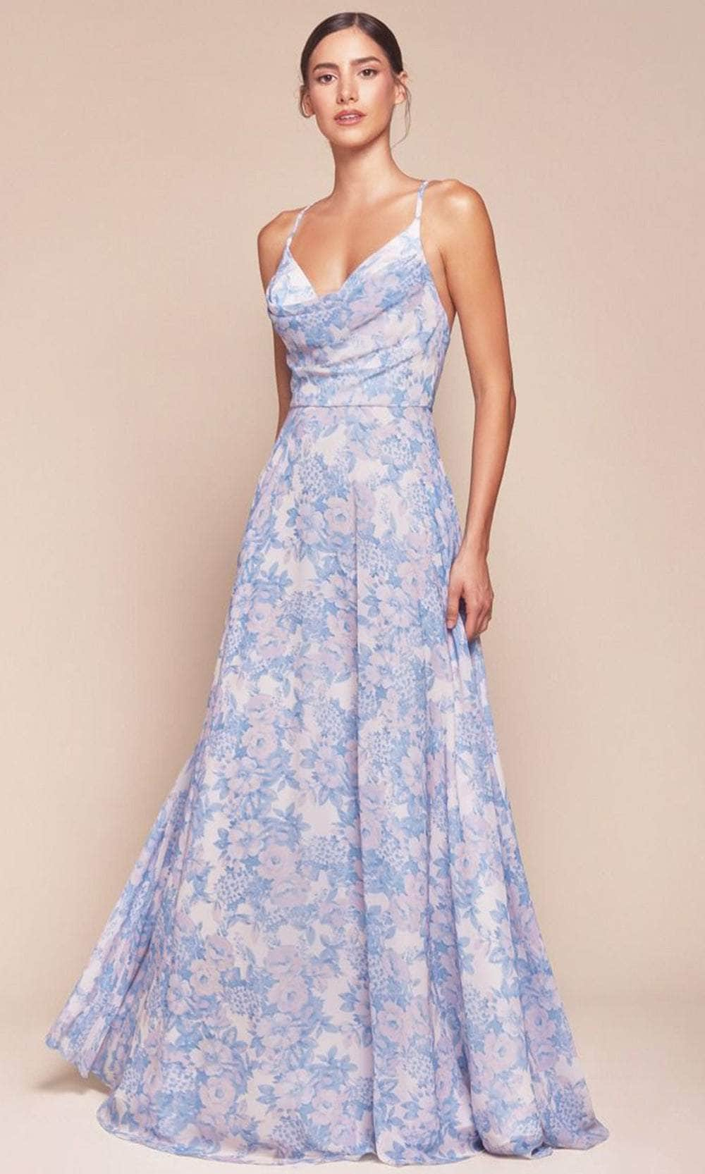 Ladivine 7444 - Floral A-Line Evening Dress