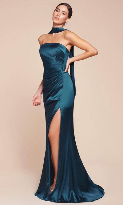 Ladivine 7451 - Straight-Across Long Gown with Slit