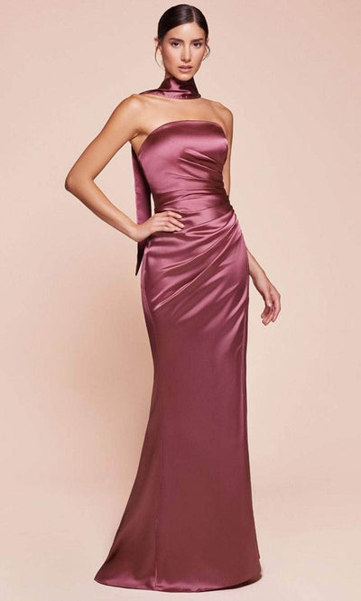 Ladivine 7451 - Straight-Across Long Gown with Slit