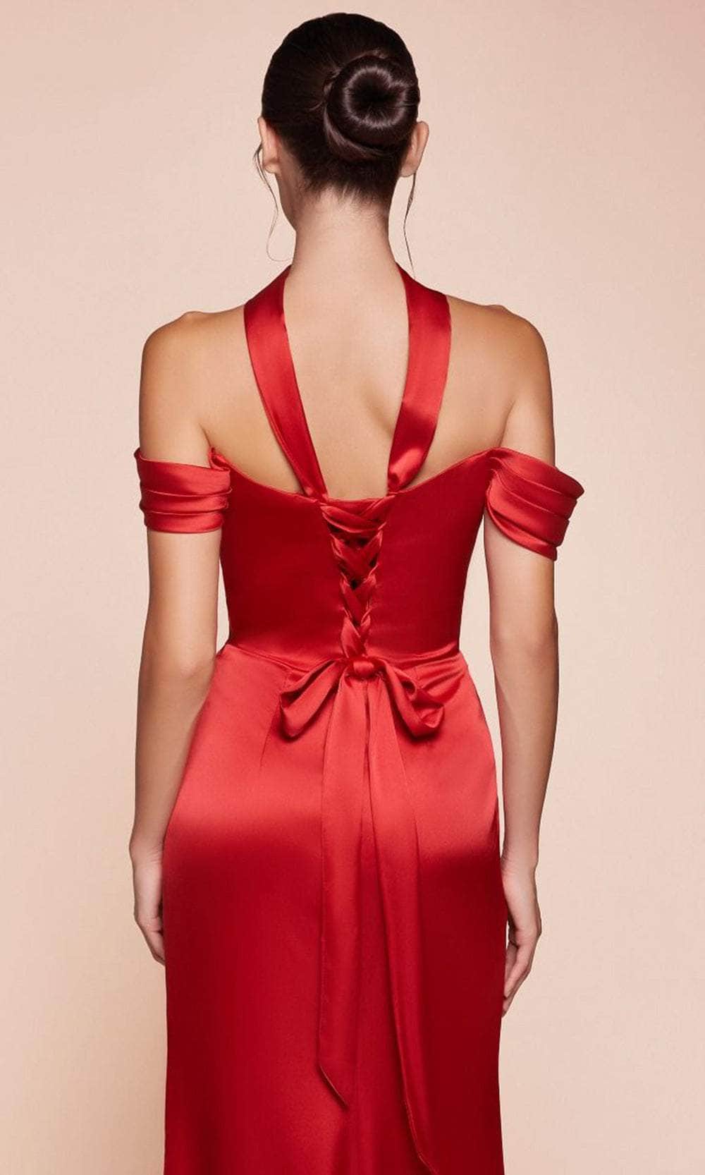 Ladivine 7452 - Satin High Slit Long Gown Bridesmaid Dresses