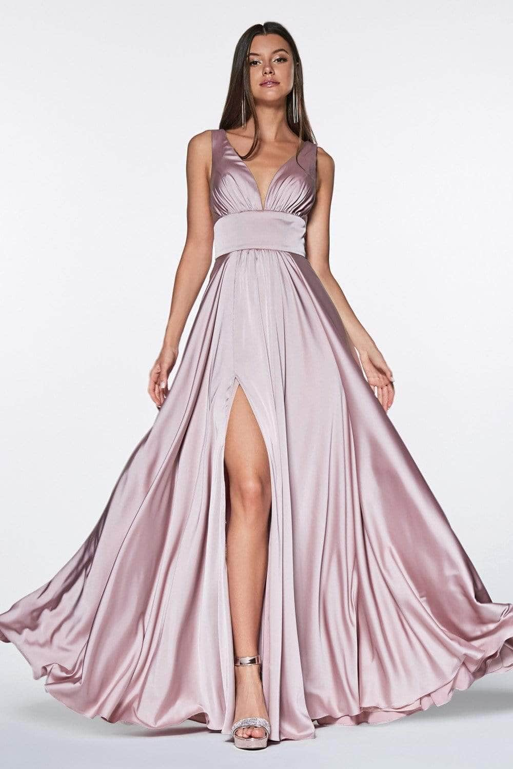 Ladivine 7469 Satin A-Line Dress Bridesmaid Dresses 2 / Dark Mauve