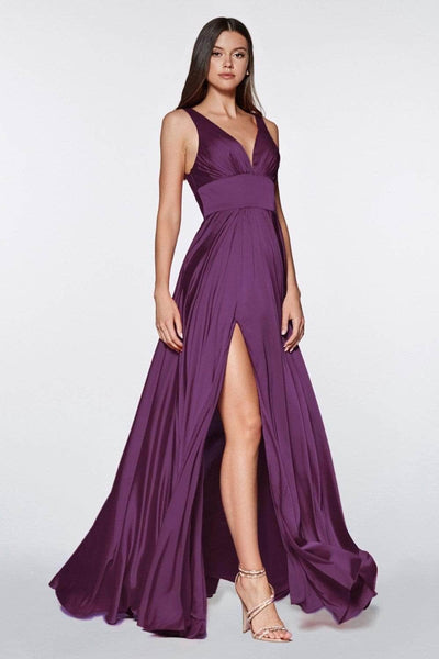 Ladivine 7469 Satin A-Line Dress Bridesmaid Dresses 2 / Eggplant