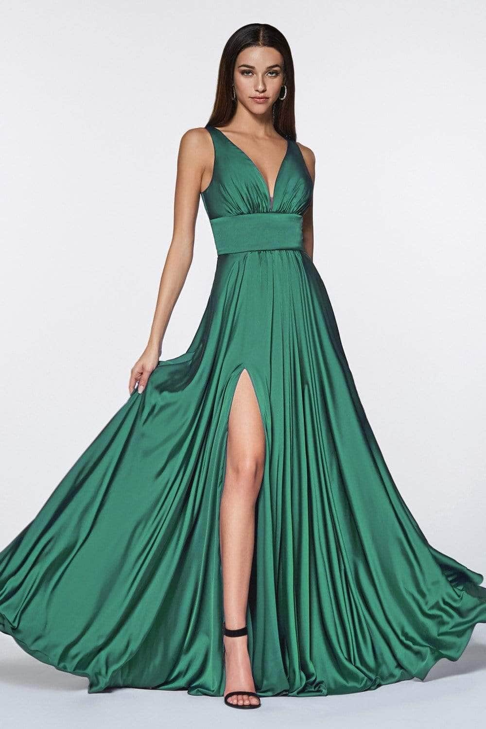 Ladivine 7469 Satin A-Line Dress Bridesmaid Dresses 2 / Emerald