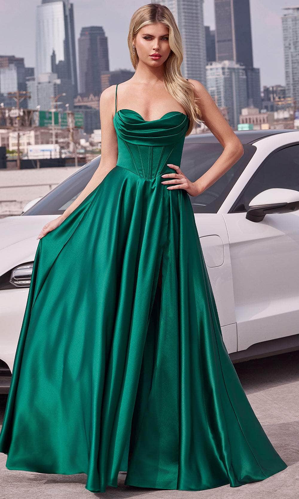 Ladivine 7481 - Draped A-Line Evening Dress Evening Dresses