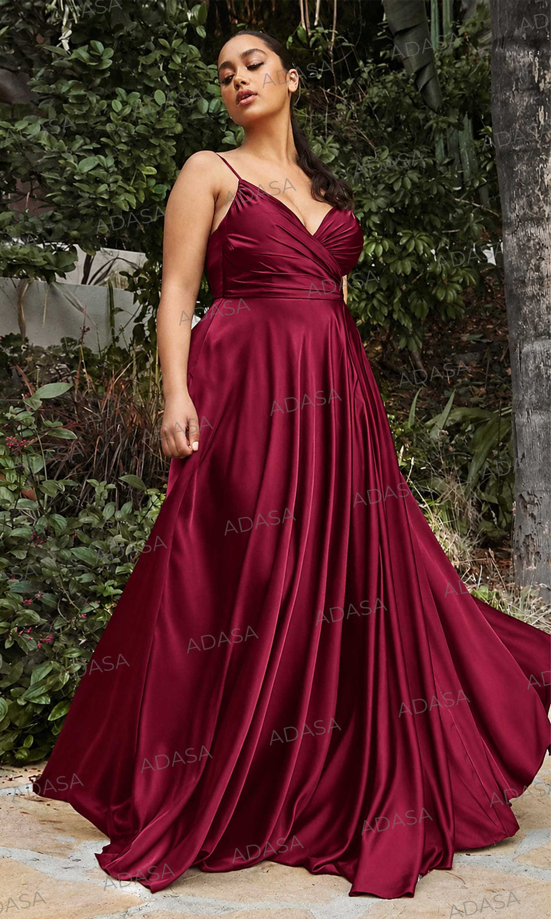 Spaghetti Strap Satin Evening Gown