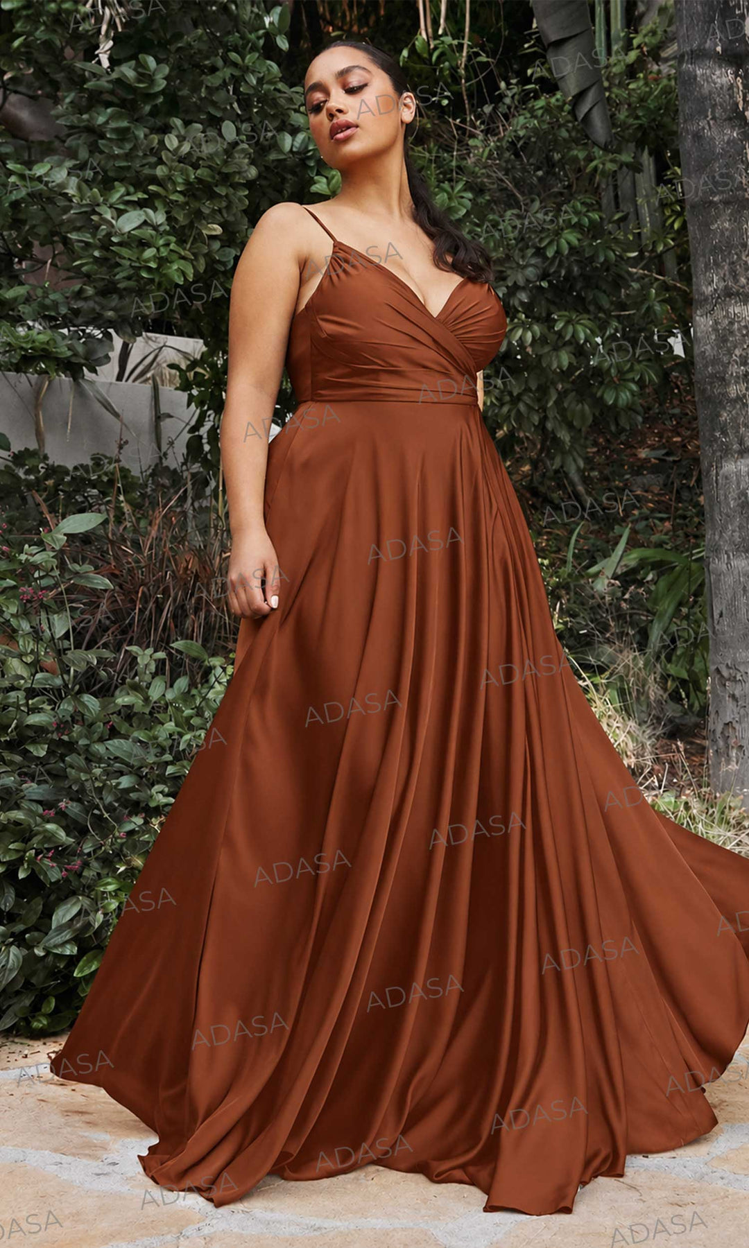 Spaghetti Strap Satin Evening Gown