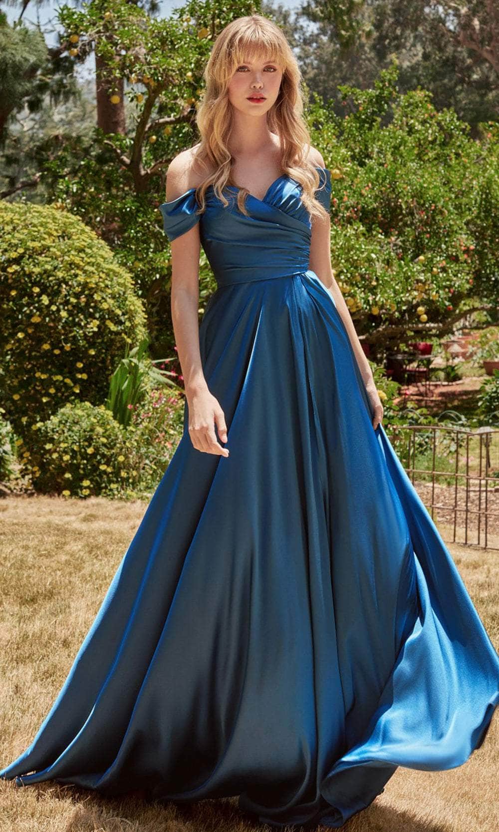 Ladivine 7493 - Sweetheart Satin Evening Gown Evening Dresses 2 / French Navy