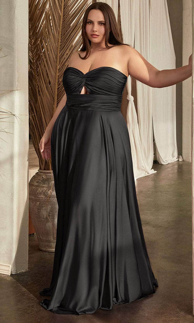 Cinderella Divine 7496C - Sweetheart Knotted Evening Gown Evening Dresses 16 / Black