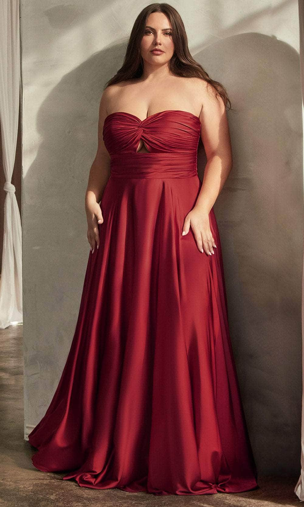 Cinderella Divine 7496C - Sweetheart Knotted Evening Gown Evening Dresses 16 / Burgundy