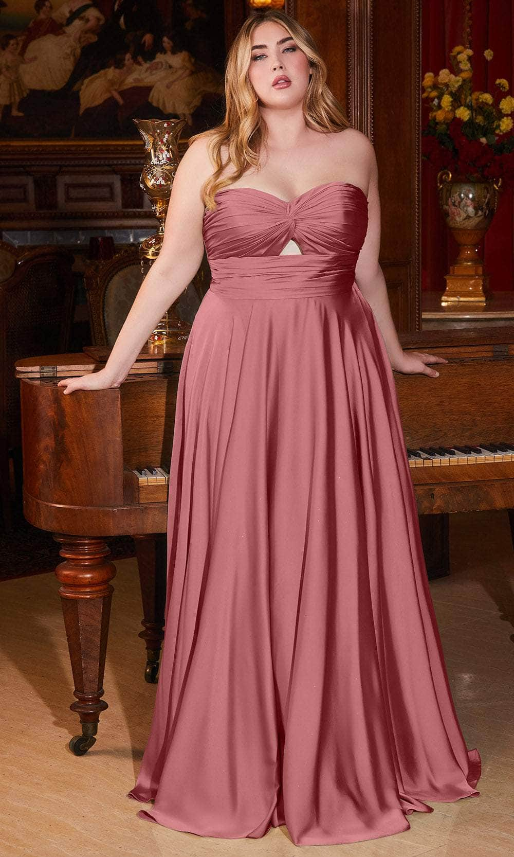 Cinderella Divine 7496C - Sweetheart Knotted Evening Gown Evening Dresses 16 / Mauve Rose