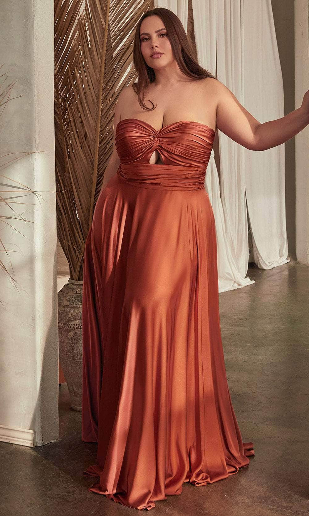 Cinderella Divine 7496C - Sweetheart Knotted Evening Gown Evening Dresses 16 / Sienna