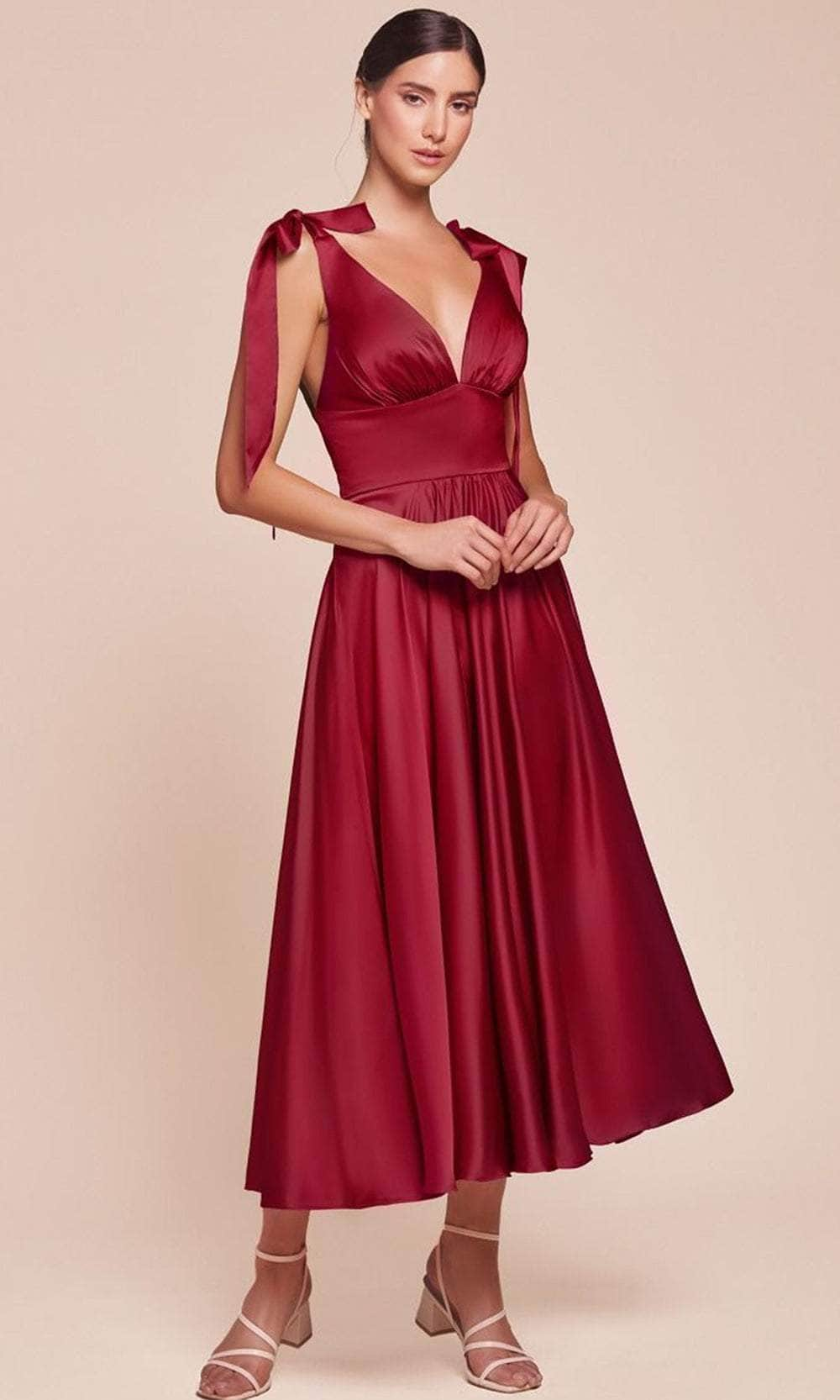 Ladivine 7499 - Tea Length Sleeveless Dress