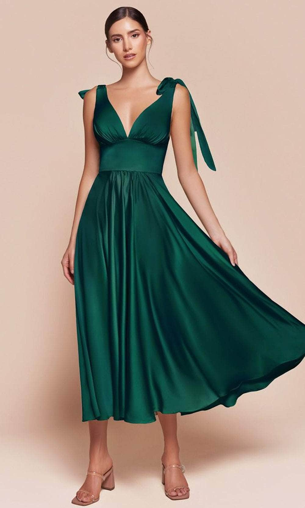 Ladivine 7499 - Tea Length Sleeveless Dress