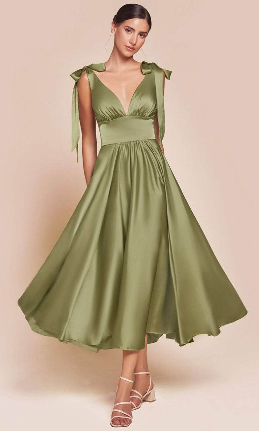 Ladivine 7499 - Tea Length Sleeveless Dress