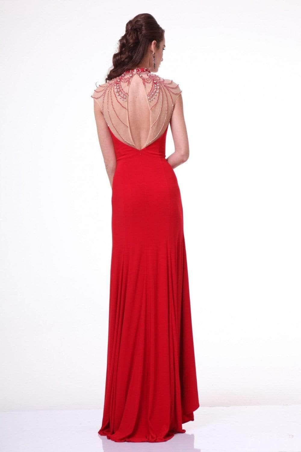 Ladivine 8105 - Beaded High Neck Stretch Knit Prom Dress Prom Dresses