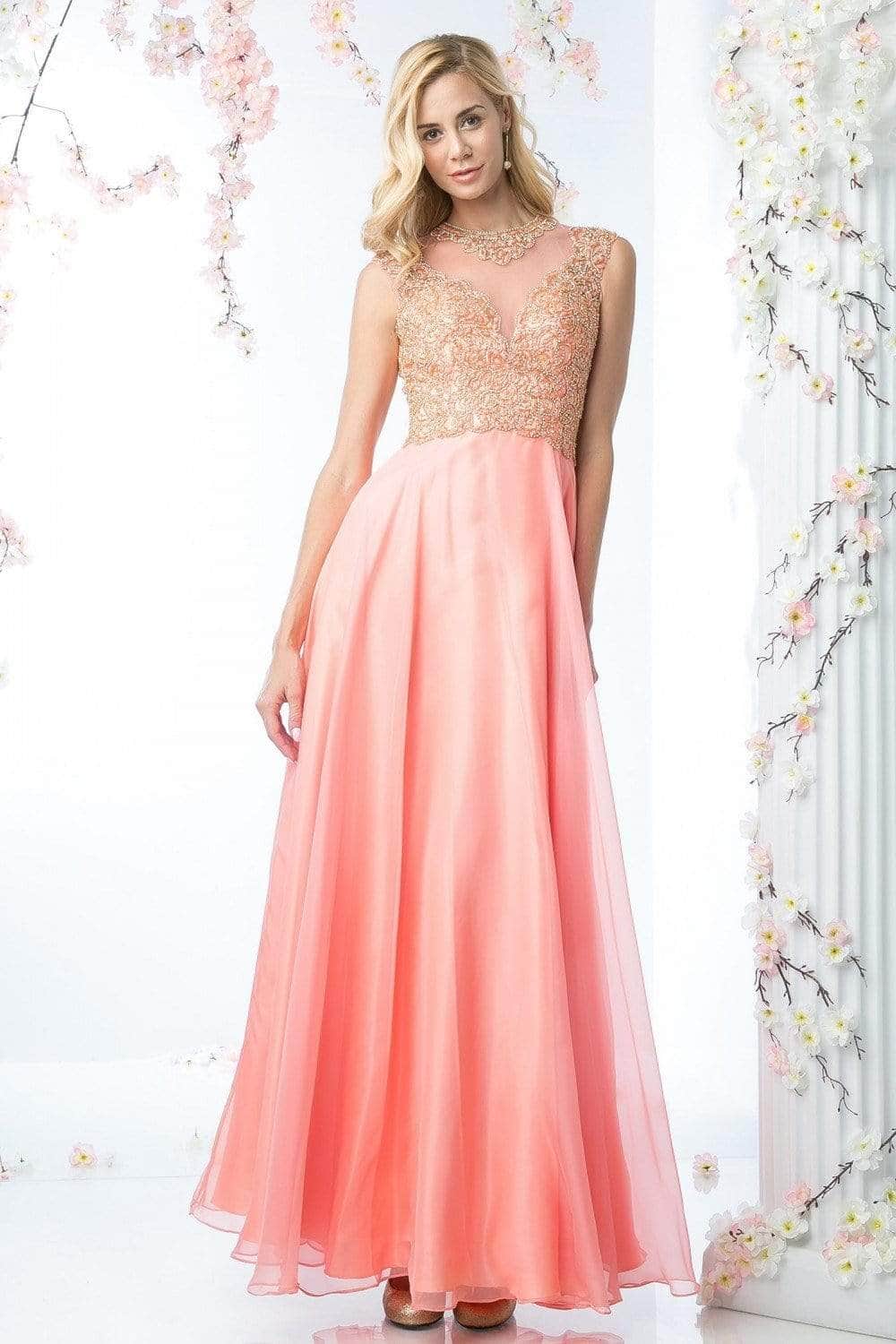 Ladivine 8732 Special Occasion Dress 2 / Coral