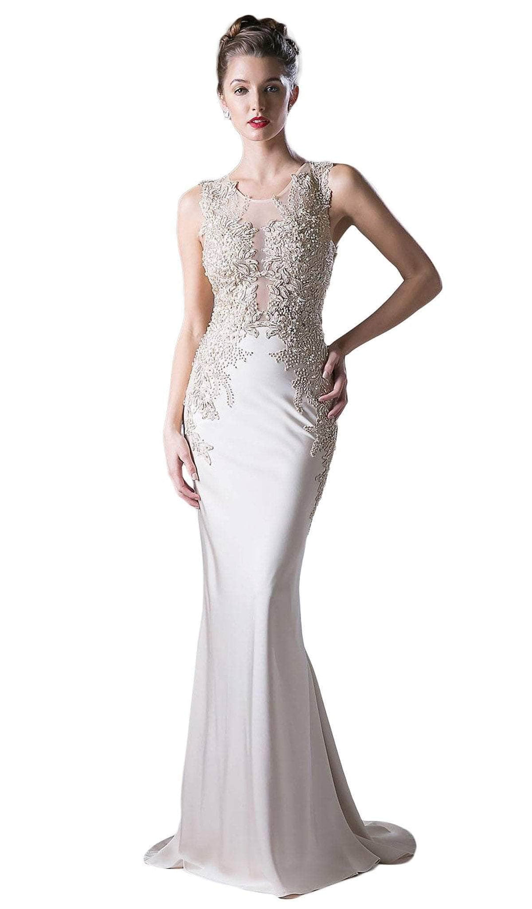 Ladivine 8912 Special Occasion Dress 2 / Champagne