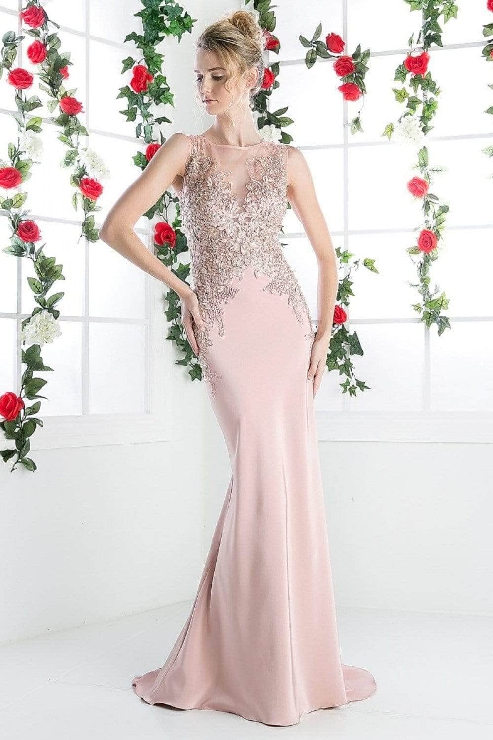 Ladivine 8912 Special Occasion Dress 2 / Dusty Rose