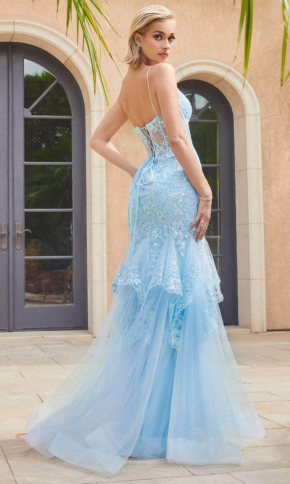 Cinderella Divine 9316 - Sleeveless Sheer Corset Embroidered Prom Gown Prom Dresses