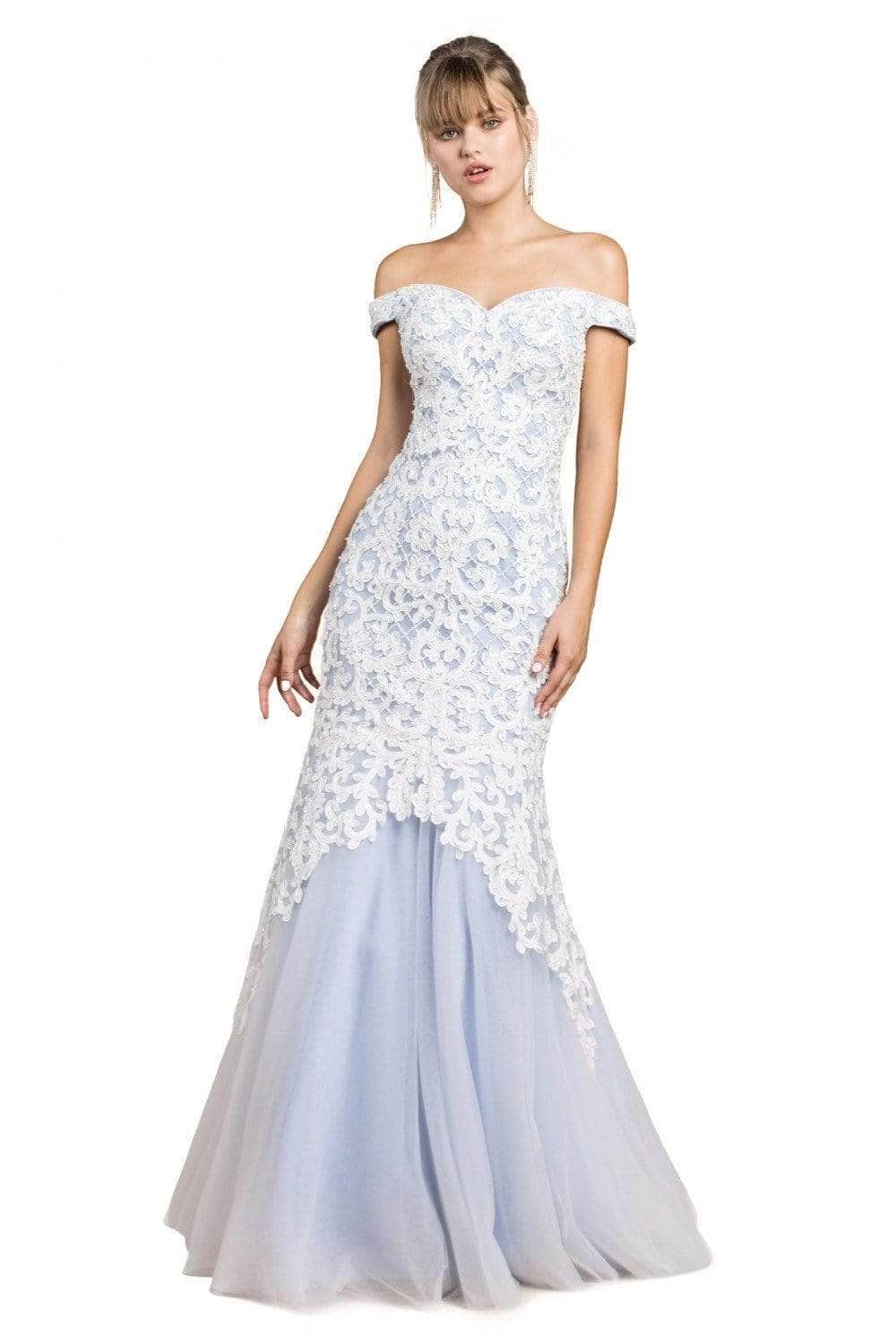 Ladivine A0401 Evening Dresses 2 / White-Peri