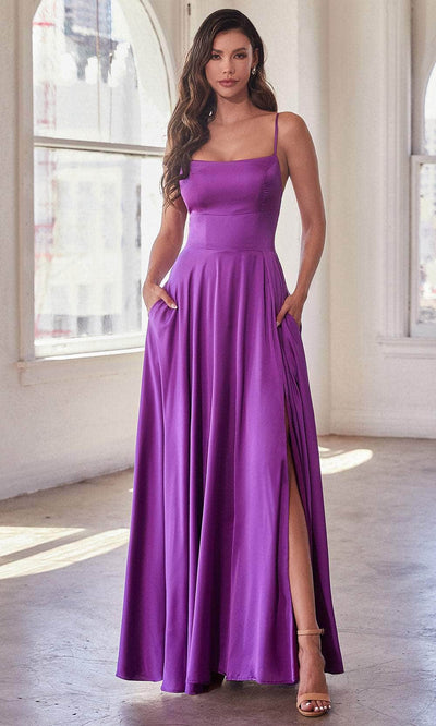 Cinderella Divine B8402 - Spaghetti Strap A-Line Prom Gown Prom Dresses XS / Purple