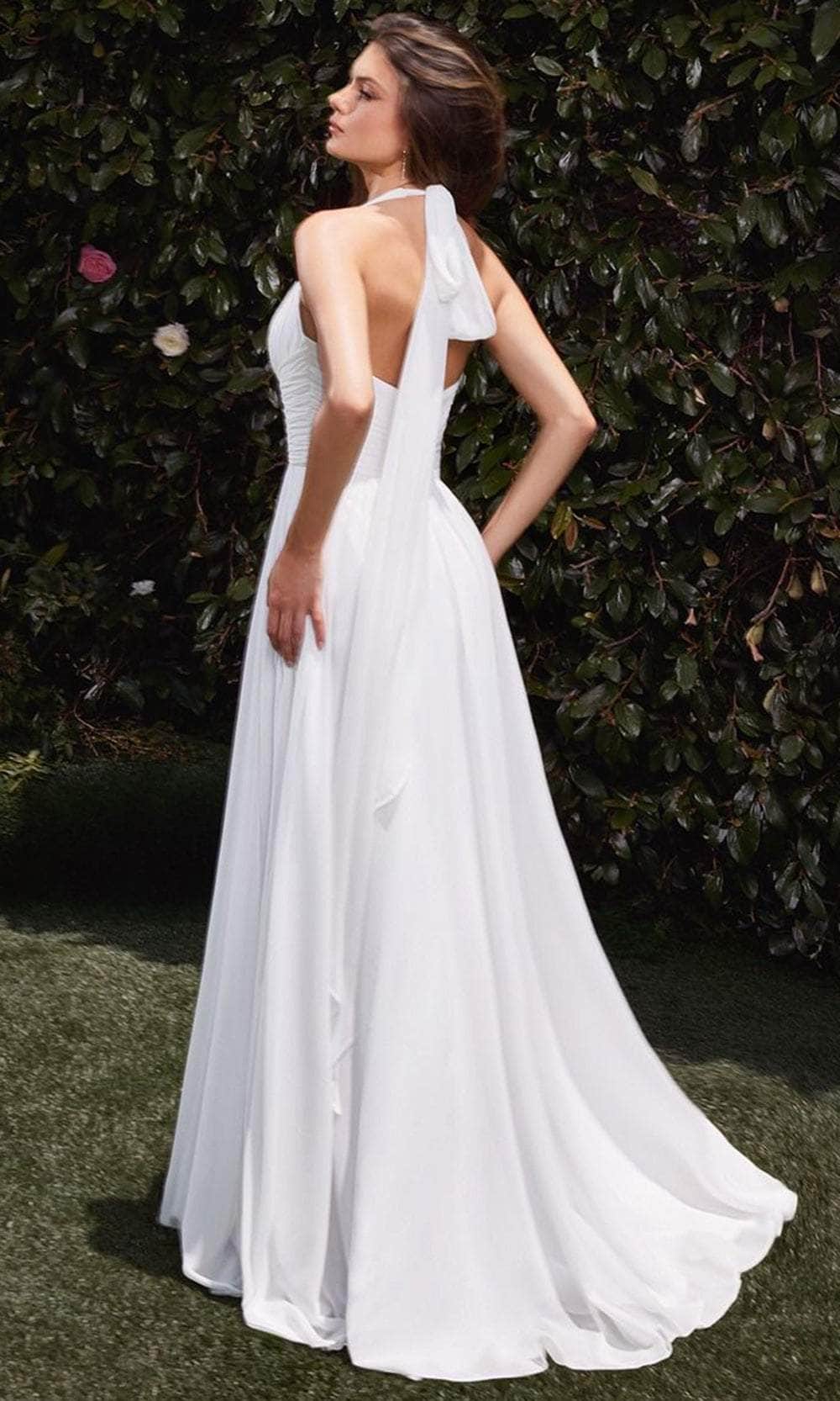Ladivine CD372W Soft Satin Halter Neck A Line Bridal Dress, Off White / 4 Ladivine CD372W Soft Satin Halter Neck A Line Bridal Dress, Off White / 4