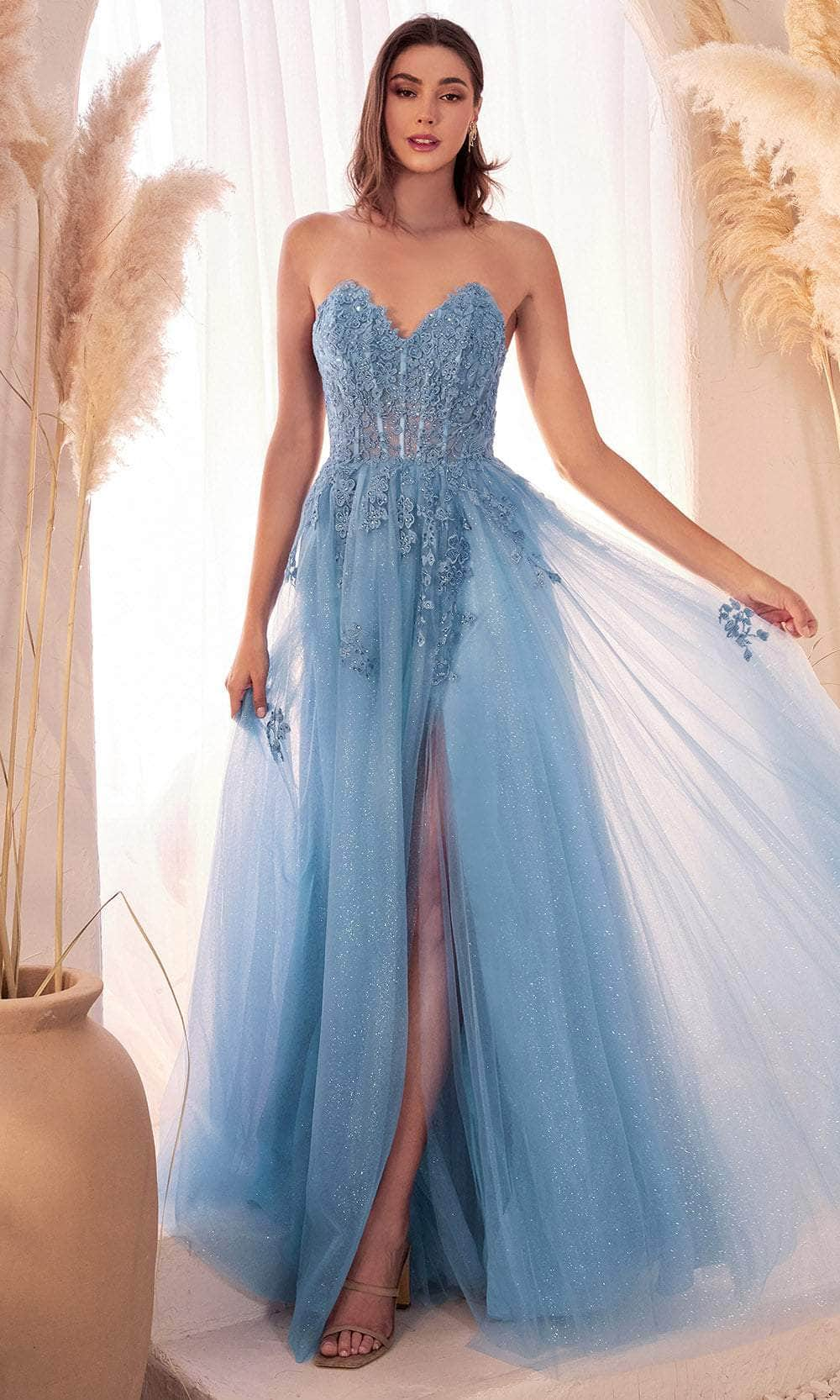 Cinderella Divine C148 - Sweetheart Lace Up Prom Dress Prom Dresses 2 / Blue