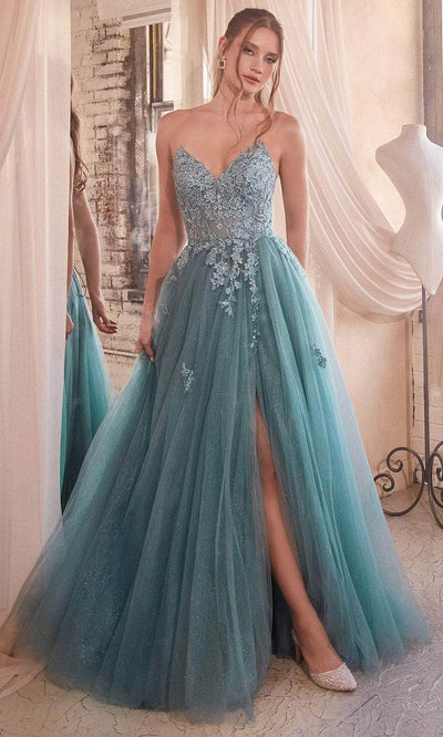 Cinderella Divine C148 - Sweetheart Lace Up Prom Dress Prom Dresses 2 / Dusty Teal