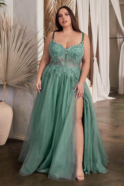 Cinderella Divine C150 - Foliage Appliqued Sweetheart Prom Gown Special Occasion Dress